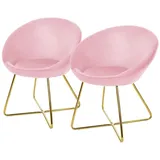 ML-DESIGN Stuhl Samtstuhl Esszimmerstuhl & Wohnzimmerstuhl mit goldenen Metallbeinen (2 St), Design Lounge Polsterstuhl 2er Set Clubsessel Esstisch Samt Rosa rosa