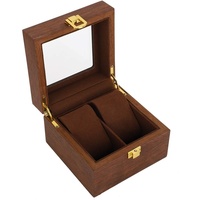 Holz-Uhrenbox, 2 Fächer, Uhren-Aufbewahrungsbox, Organizer, braun, weiches Flanellfutter, braun, Uhrenbox-Organizer für Herren mit durchsichtigem Deckel