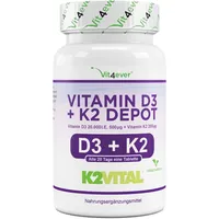 Vitamin D3 20.000 I.E + Vitamin K2 200 Mcg Menaquinon MK7 Depot - 100 Tabletten