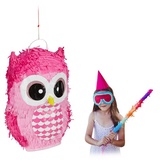 relaxdays Papierdekoration Pinata Eule in Pink rosa