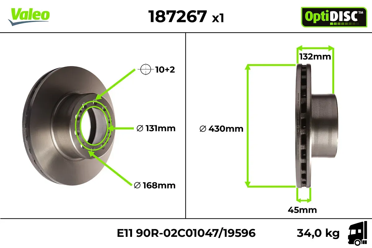 VALEO 187267 Vorderachse belüftet 430mm 45mm für Mercedes