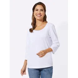 3/4-Arm-Shirt CLASSIC BASICS "3/4-Arm-Shirt", Damen, Gr. 42, weiß, 100% Baumwolle, unifarben, Rundhals, 3/4-Ärmel, Shirts