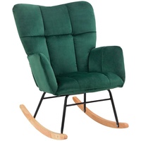 INOSIGN Schaukelsessel Anika (1-St), Sitz und Rücken gepolstert, Beine aus Metall und Holz, Sitzhöhe 48 cm grün|schwarz