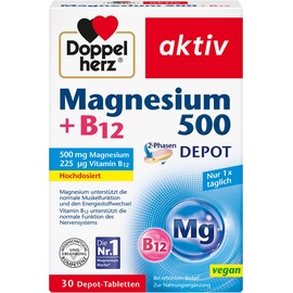 Doppelherz Aktiv Magnesium 500 + B12 2-Phasen Depot Tabletten 30 St.