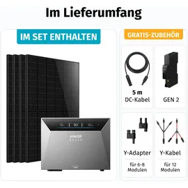solarmars Balkonkraftwerk monokristallin 2000 W inkl. Anker Solix Solarbank 4 E5000 Pro 500 W