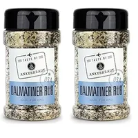Ankerkraut Dalmatiner Rub, BBQ Marinade und Finisher für Rind, USA, Gewürz für Fleisch und Steak, Pfeffer mit Knoblauch und Zwiebel, 270 g im Streuer (Packung mit 2)