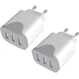 USB Ladegerät 2Pack, 3-Port Stecker 15W USBA Adapter 5V3A Mehrfach USB-Plug Steckdose,Netzstecker Netzteil Ladestecker Ladekabel Ladeadapter für iPhone 15/14/13/12/11, Samsung, Xiaomi,Tablets,Handys