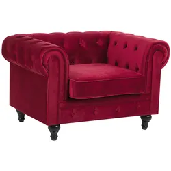 Sessel CHESTERFIELD Samtstoff Dunkelrot