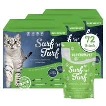 Lyra Pet 72 x 85 g Lecker.Pet® Surf'n'Turf Pouches Katzenfutter in feiner Sauce Nassfutter 4er Mix Multipack