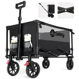 Sekey Bollerwagen Sekey Bollerwagen Faltbar XXL Preis-Leistungsieger 3011, 160L 100KG, Klappbar Transportwagen Outdoor Faltbar Handwagen, mit 2PCS Spanngurt grau|schwarz