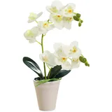 QmjdDymx Falsche Orchidee in Topf Realistisch 16 Zoll Faux Orchide Dekorative künstliche Orchidee Lebendige Lebendige falsche Orchideenpflanze für Hochzeit für Heimbüro, Weiß