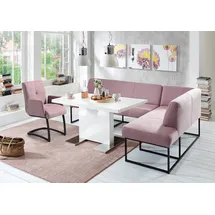 exxpo - sofa fashion Eckbank EXXPO - SOFA FASHION "Affogato, bequem und elegant, hochwertige Detailverarbeitung", lila (flieder), B:157cm H:82cm T:245cm, Struktur: Webvelour 100% Polyester, Sitzbänke, Eckbank, Frei im Raum stellbar