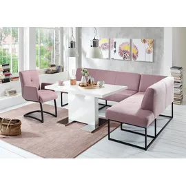 exxpo - sofa fashion Eckbank EXXPO - SOFA FASHION "Affogato, bequem und elegant, hochwertige Detailverarbeitung", lila (flieder), B:157cm H:82cm T:245cm, Struktur: Webvelour 100% Polyester, Sitzbänke, Eckbank, Frei im Raum stellbar