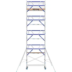 ASC Rollgerüst AGS Pro 190x135cm mit Holz-Plattformen und einseitigem Geländer 10,3m Arbeitshöhe
