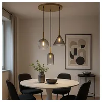 GLOBO Pendelleuchte Hängelampe Deckenleuchte Glas Rauchfarbe Esszimmerlampe 3-Flammig