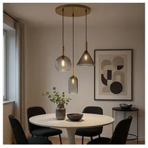 GLOBO Pendelleuchte Hängelampe Deckenleuchte Glas Rauchfarbe Esszimmerlampe 3-Flammig