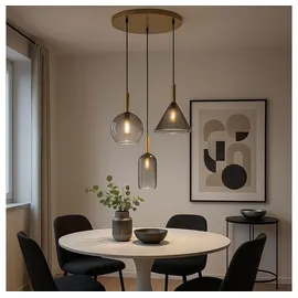 GLOBO Pendelleuchte Hängelampe Deckenleuchte Glas Rauchfarbe Esszimmerlampe 3-Flammig