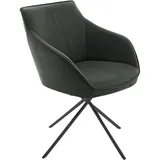 Koinor Armlehnstuhl, Schwarz, Dunkelgrün, Metall, Leder, Echtleder, Büffelleder, Rundrohr, Drehkreuz, 60x84x67 cm, Goldenes M, Dgm, Lederauswahl, Stoffauswahl, Typenauswahl, Gestellauswahl, automatische Rückholfunktion, Sitzfläche 320° drehbar, Esszimmer, Stühle, Esszimmerstühle, Armlehnenstühle