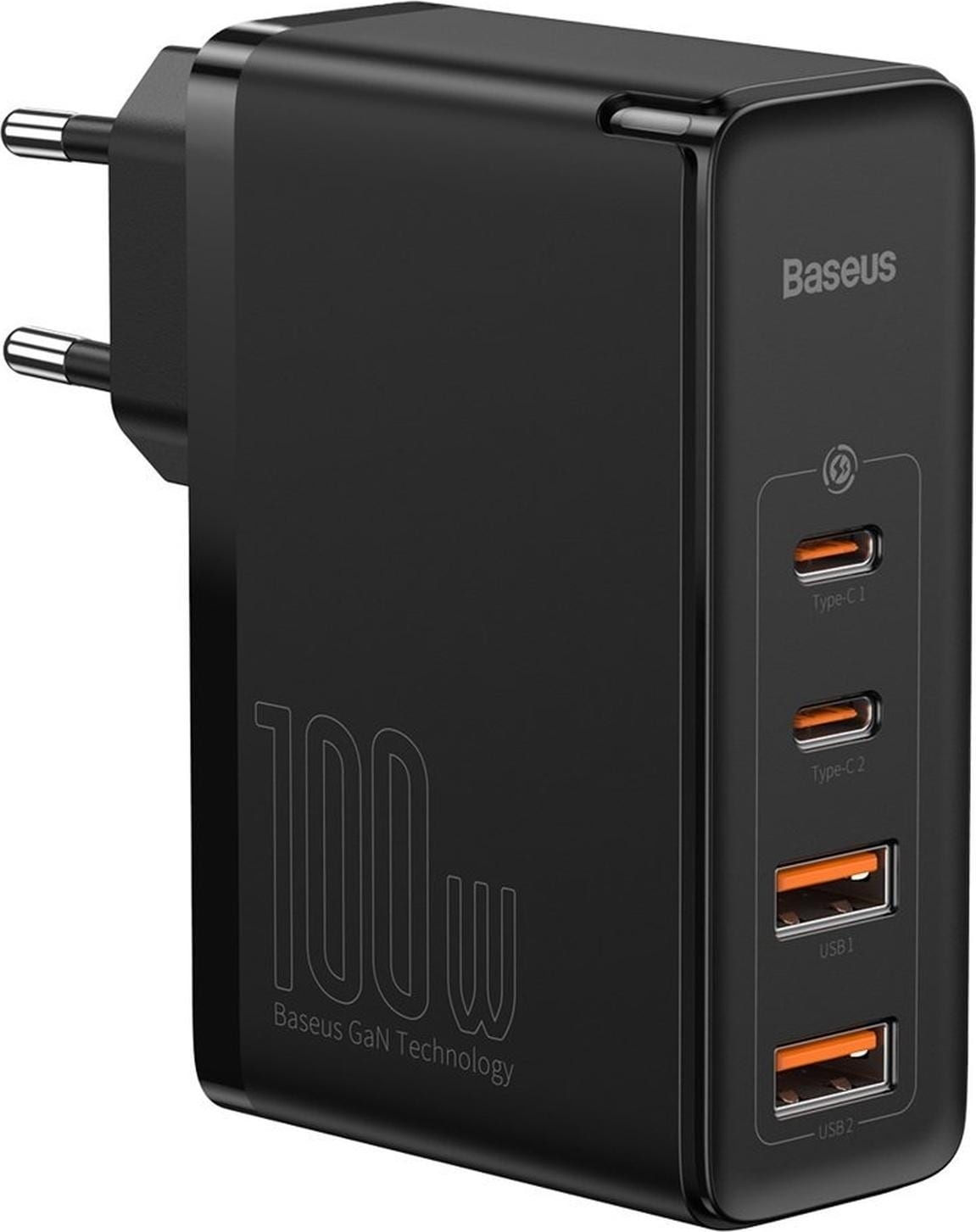 Baseus GaN2 Pro Quick Charger (100 W, Power Delivery 3.0, Quick Charge 4.0, Fast Charge), USB Ladegerät, Schwarz