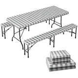 VOUNOT Tischdecke 3er Set 183 x 76 cm Grau