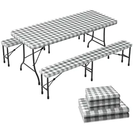 VOUNOT Tischdecke 3er Set 183 x 76 cm Grau