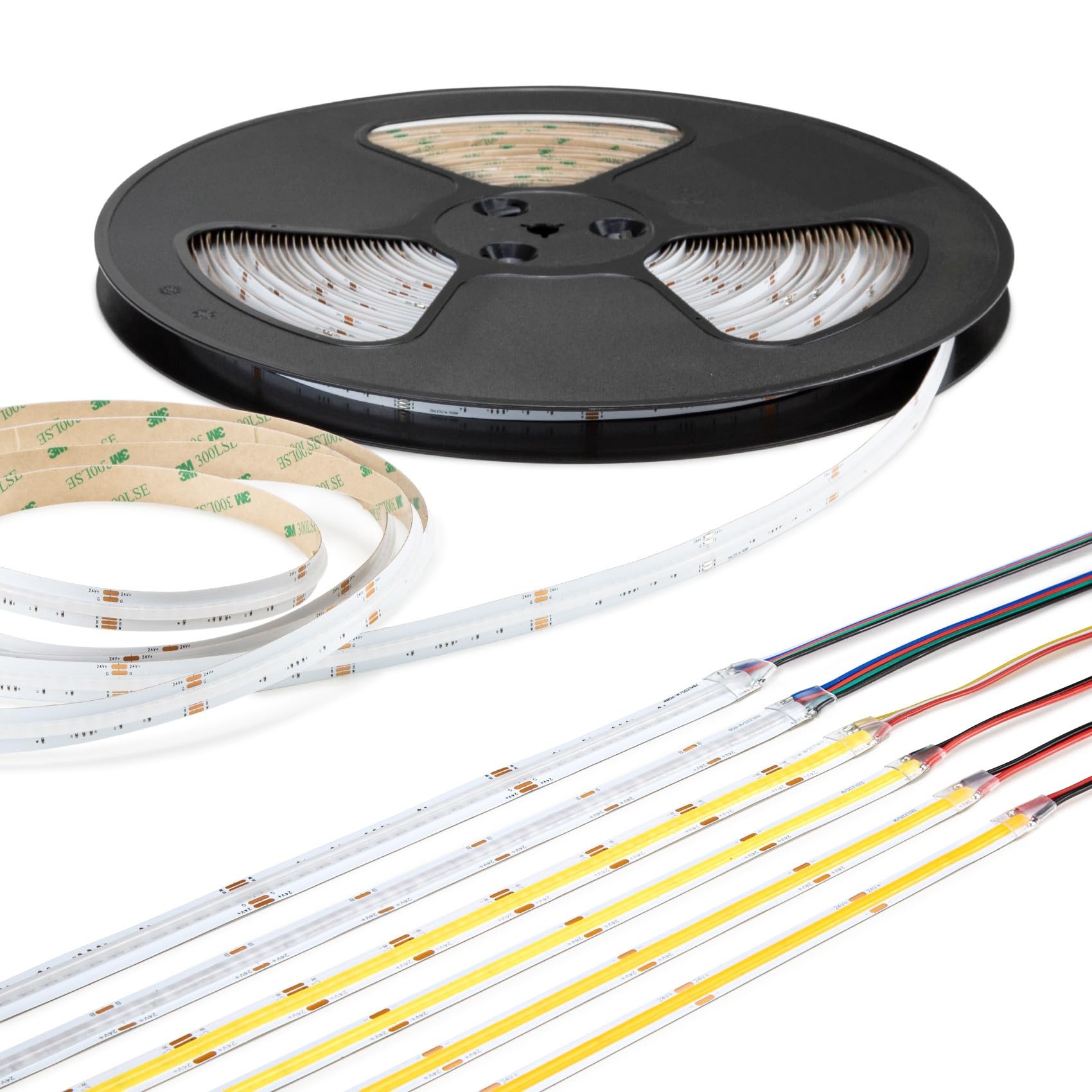 HEXIM COB LED Strip, 1-15 Meter LED Streifen, Auswahl: weiß/CCT/RGB, dimmbar 24V, IP20, 3000-6000K, Band 8mm breit, Lichtleiste lights stripe (9,5 Meter kalt- & warmweiß)