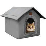 DAJASD Katzenhaus, Katzenhöhle mit Abnehmbarem Plüschkissen, Hundehöhle, Winterfest Wasserdicht Wetterfester, Hundehütte Indoor, Hundehaus für Drinnen/Indoor, Warmes Und Gemütliches 40x35x40cm(Grau, M