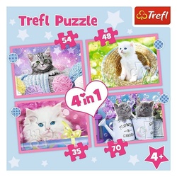 Trefl Puzzle 4 in 1 Puzzle 35, 48, 54, 70 Teile – Katzen, 70 Puzzleteile