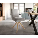 DELIFE Esszimmerstuhl Lelio-Flex Samt Grau Holzgestell kantig Natur Taschenfederkern, Esszimmerstühle