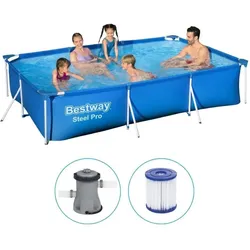 Bestway - Steel Pro - Schwimmbecken mit Filterpumpe - 300x201x66 cm - Rechteckig EINHEITSGRÖSSE