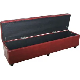 Mendler Garnitur Sitzgruppe Bank mit Aufbewahrung Kriens XXL+4 Stühle Littau, Kunstleder/Leder FSC®-zertifiziert ~ rot