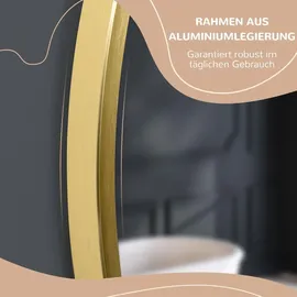kleankin Badspiegel Ø50 cm Wandspiegel für Wohnzimmer, Schlafzimmer, Gold