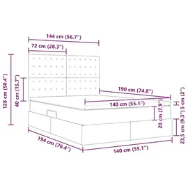 vidaXL Bett mit Stauraum und LED Hellgrau 140 x 190 cm