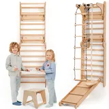 goodevas Kletterdreieck 6-in-1 Holz mit Rutsche