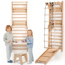 goodevas Kletterdreieck 6-in-1 Holz mit Rutsche