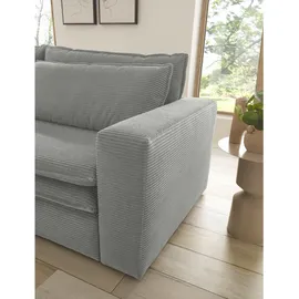 furn.design Schlafsofa hellgrau Cord Sofa 3-Sitzer mit Bettfunktion 3er-Sofa 244 cm Pesaro