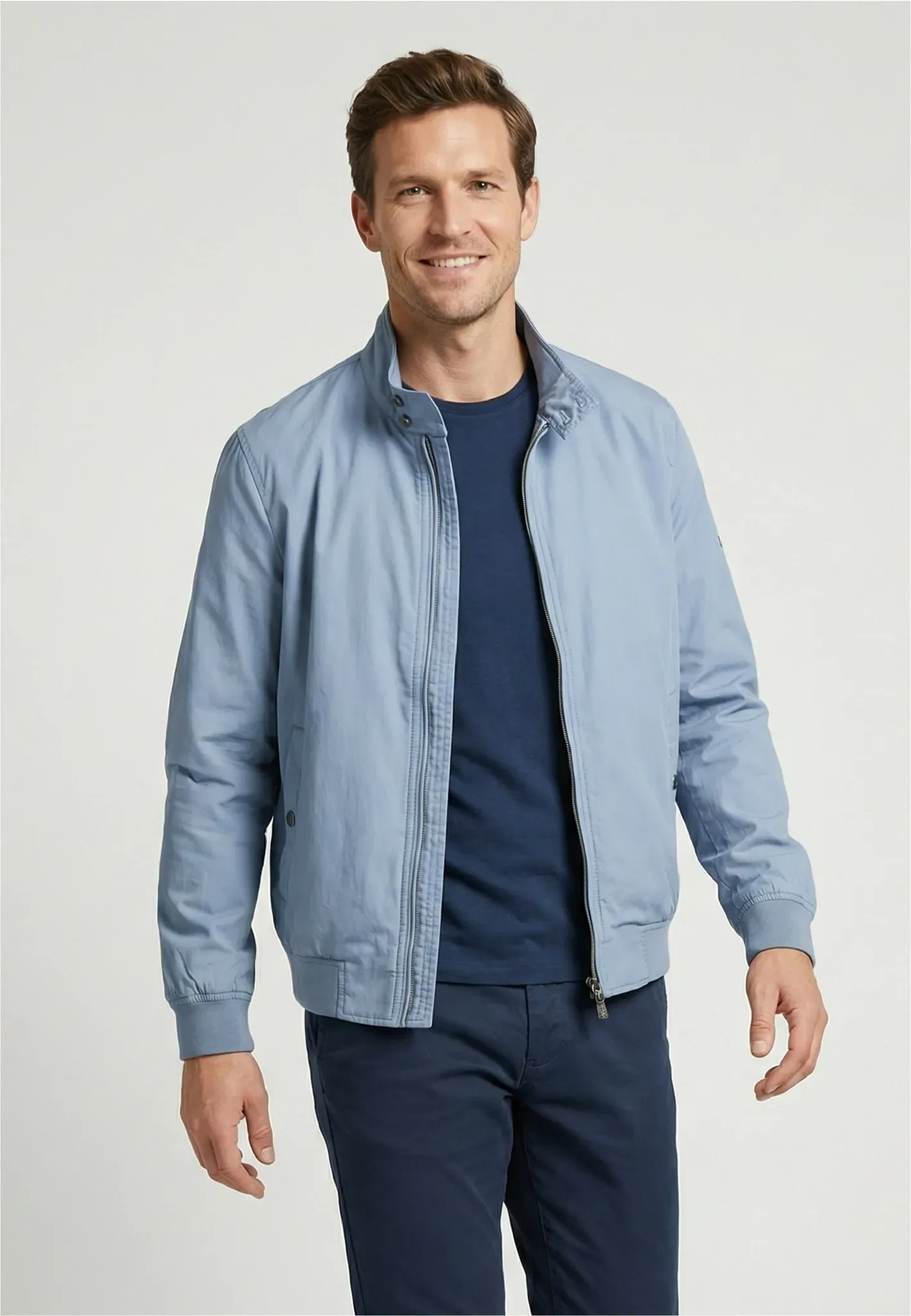 Outdoorjacke NEW CANADIAN, Herren, Gr. 27, hellblau, 100% Polyester, unifarben, kurz, hoch geschlossener Ausschnitt, Jacken Outdoorjacke, mit optimaler Bewegungsfreiheit