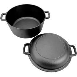 Feuertopf 2in1 - Gusstopf und Gusspfanne - Gusseisen - D: 23cm - mit je 2 Henkel - 3,5l