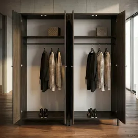 VCM ebuy24 Kleiderschrank 4 Türen kaffeefarben