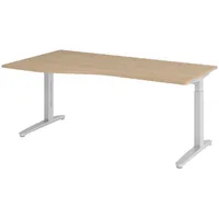 Bümö Schreibtisch höhenverstellbar 180x100 cm, in Eiche, Silber, -