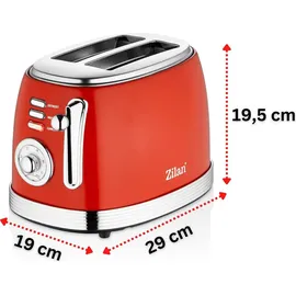 Zilan 60er Jahre Retro 2 Scheiben Doppelschlitz Toaster 850 Watt