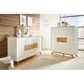 XORA Sideboard Weiß, Eiche, Holz, Eiche, massiv, 4 Fächer, 4 Schubladen, 178x89x40 cm, Fsc, Beimöbel erhältlich, stehend, Schlafzimmer, Schlafzimmer Kommoden - B/H/T ca. 178,00x89,00x40,00