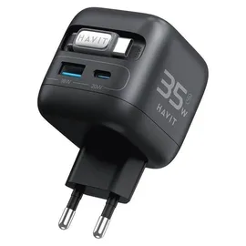 Havit UC250 A-EU - GaN-Reiseladegerät mit ausziehbarem Kabel (schwarz)