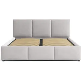 home collective Polsterbett Doppelbett 160x200 cm Samt beige | mit Lattenrost aus Metall und Stauraum mit hydraulischem Bettkasten