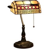 Uziqueif Klassische Bankerlampe, Retro, Tiffany tischlampe, tischlampe mit zugschalter, Lampenschirm Glas, Tischleuchte Für Büro, Nachttischlampe,G