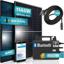 sunniva SUNNIVA® 1144W Balkonkraftwerk komplett Steckdose, TSUN Wechselrichter PV Solaranlage 2x440W BIFAZIAL, BLACK Frame, Single Glas Solarmodule