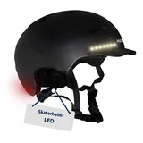 Hudora Skaterhelm, - Kinderhelm mit LED Licht Schwarz, S | Schwarz