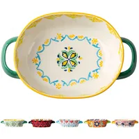 Dowbom Keramik-Backformen für Ofen, kleine Auflaufform für Ofen, Keramik-Backformen (Grün, 680 ml)