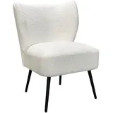 byLIVING Einzelsessel Teddy/Teddystoff Off-White/Gestell Metall schwarz matt/Sessel/B 66, H 85,5, T 72,5 cm