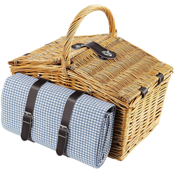 HOMECHO Picknickkorb, für 4 Personen 20 teiliges Picknick-Koffer Set Weidenkorb mit Picknickdecke, Geschirr, Besteck, Gläser usw.